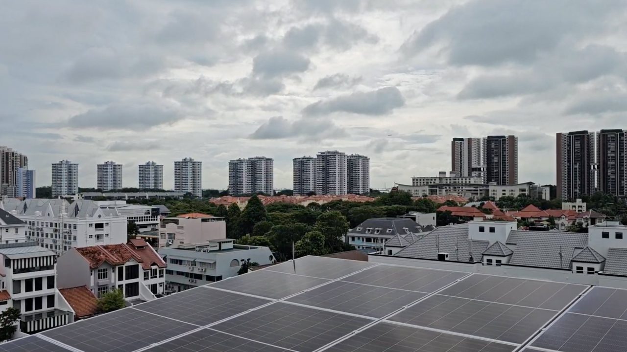 Rooftop solar array on a home at Third Street, Singapore
